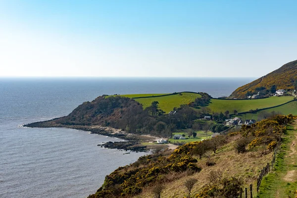 View Coastal Path Solway Coas Beautiful Sunny Spring Dayt Sandyhills — Stock Photo, Image