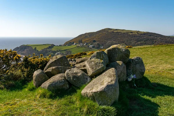 View Coastal Path Solway Coas Beautiful Sunny Spring Dayt Sandyhills — Stock Photo, Image