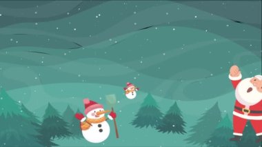 Noel Baba, Noel boyunca parkta Kardan Adam 'la oynuyor.
