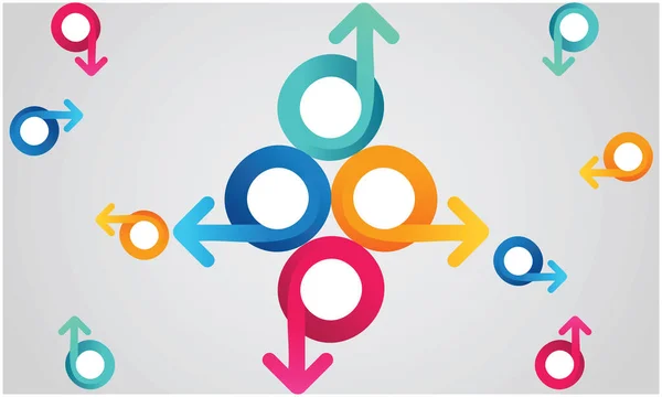 Soyut arkaplanda her yöne doğru çember ve ok sanatı