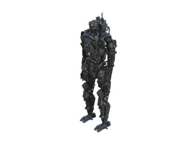 Robot! Fotoğraf kolajı ya da fotoğraf manipülasyonu için Clipart illülasyonu. 3 Boyutlu resimleme.