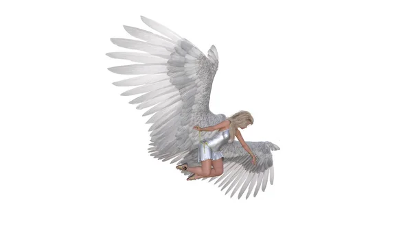 Angel Poseeraa Kuviasi Varten Angel Hahmo Siivet Lentävät Aiheuttaa Eristetty — kuvapankkivalokuva