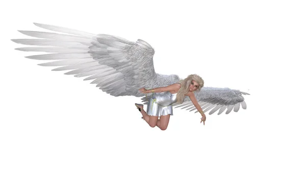 Angel Poses Your Pictures Angel Figurine Wings Flying Poses Isolated — стоковое фото