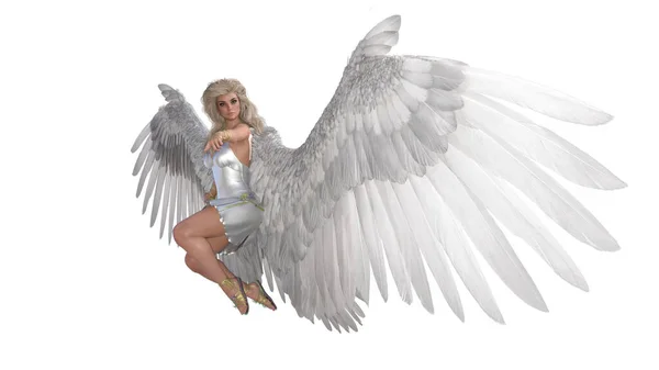 Angel Poses Your Pictures Angel Figurine Wings Flying Poses Isolated — ストック写真
