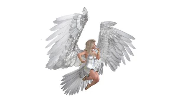 Angel Poses Your Pictures Angel Figurine Wings Flying Poses Isolated — стоковое фото