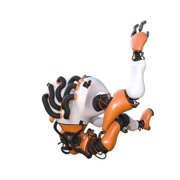 Robot Postać Kreskówek Izolowany Białym Tle Charakter Kolaży Clipart Fotobashing — Zdjęcie stockowe