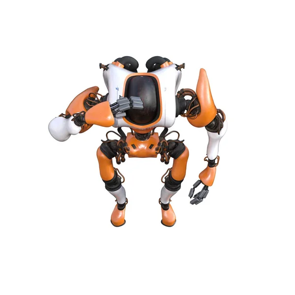 Cartoon Character Roboter Isolated White Background Character Collages Clipart Photobashing — Stockfoto