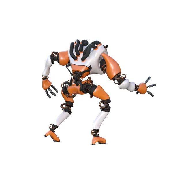 Cartoon Character Roboter Isolated White Background Character Collages Clipart Photobashing — 스톡 사진