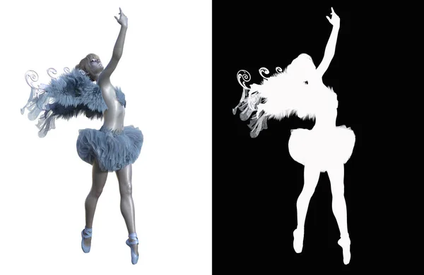 Dancing Ballerina Elegant Ballet Costume Angel Wings Balerina Character Isolated — Zdjęcie stockowe