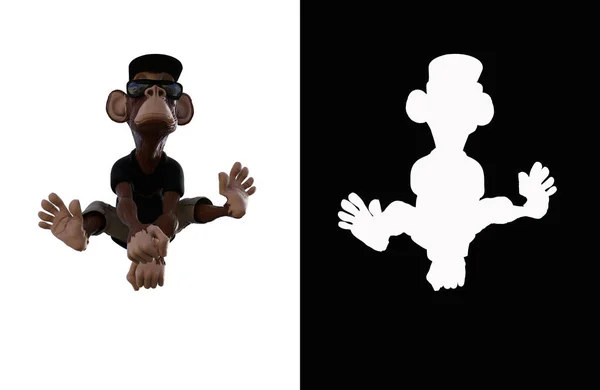 Toon Monkey Poses Your Composition Monkey Character Isolated White Background — Stockfoto