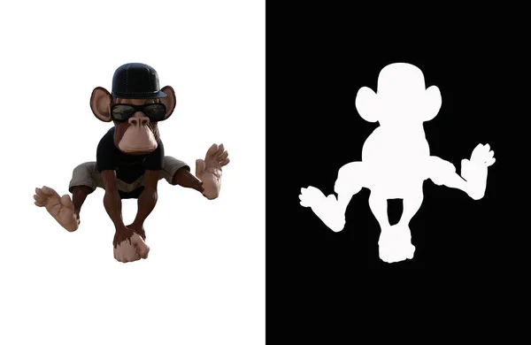 Toon Monkey Poses Your Composition Monkey Character Isolated White Background — Stockfoto