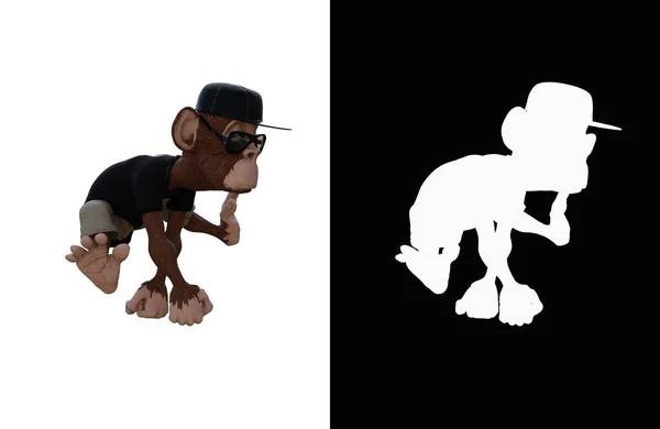Toon Monkey Poses Your Composition Monkey Character Isolated White Background — Foto de Stock