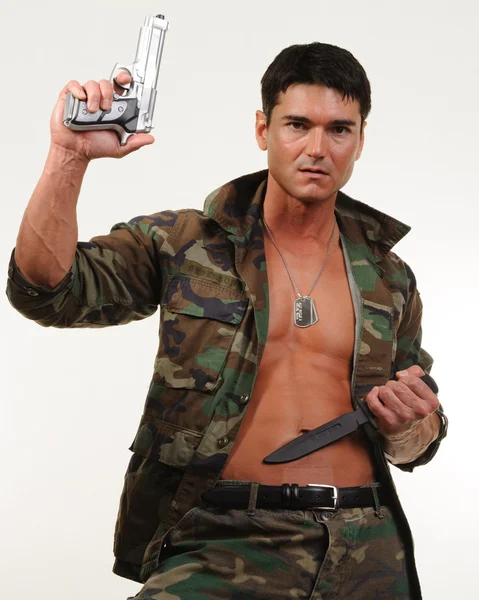 Hot military stud — Stock Photo, Image