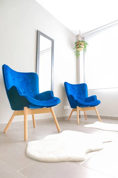 파란색 안락의자 현대식 — 스톡 사진