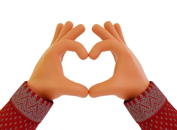 Мультяшні Руки Показують Форму Серця Ізольовані Білому Тлі Візуалізація — стокове фото