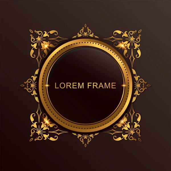 Elegant Donkerbruin Goud Vintage Cirkel Frame Ontwerp — Stockvector