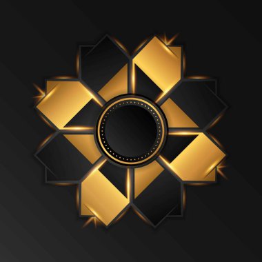 Zarif soyut altın ve siyah çiçek şekilleri