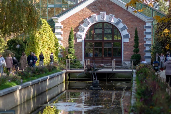 Russie Moscou Jardin Botanique Jardin Pharmaceutique Automne Une Piscine Avec — Photo