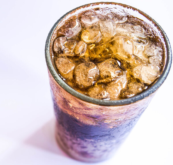 Cola with ice in cup