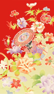 Vintage kimono motifleri