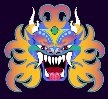 Mask in the style of a Tibetan Dharmapala vector Mask in the style of a Tibetan Dharmapala vector