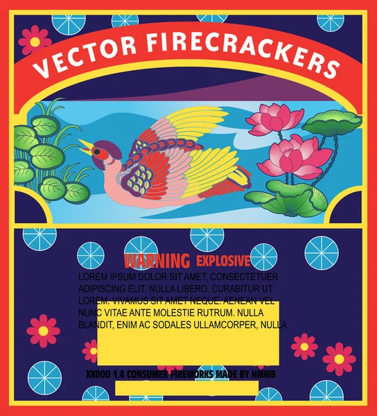 Firecracker etiket — Stok Vektör