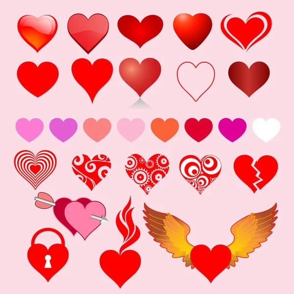 Colección de iconos del corazón — Vector de stock