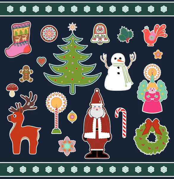 Christmas and New Years Holiday icons and images — Stock Vector