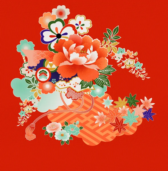 Vintage japonés kimono diseños — Vector de stock