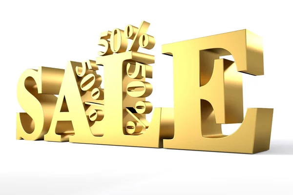 Beyaz arka plan üzerinde izole altın kelime Satılık