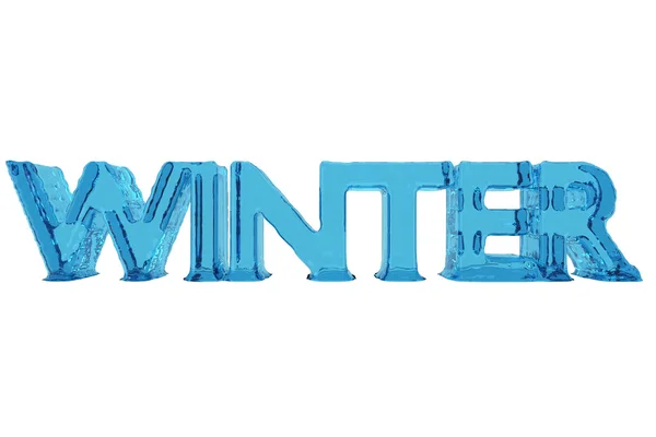 Word Winter from ice, on white background — Stock Photo, Image