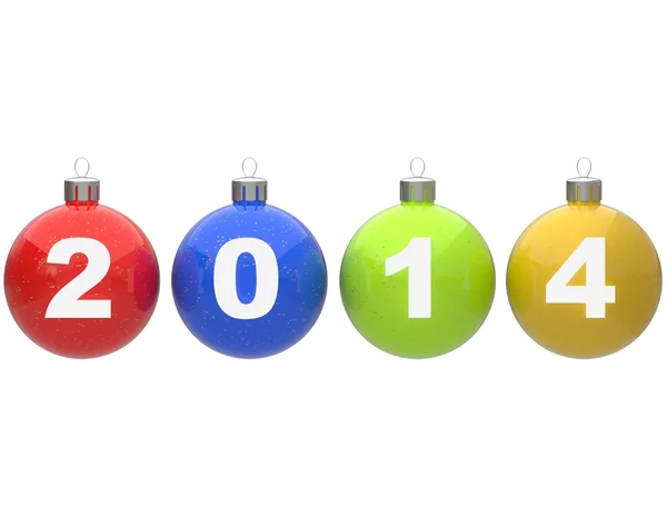 Julgranskulor med 2014 texttal — Stockfoto