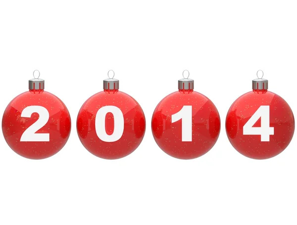 Vánoční koule s čísly textu 2014 — Stock fotografie