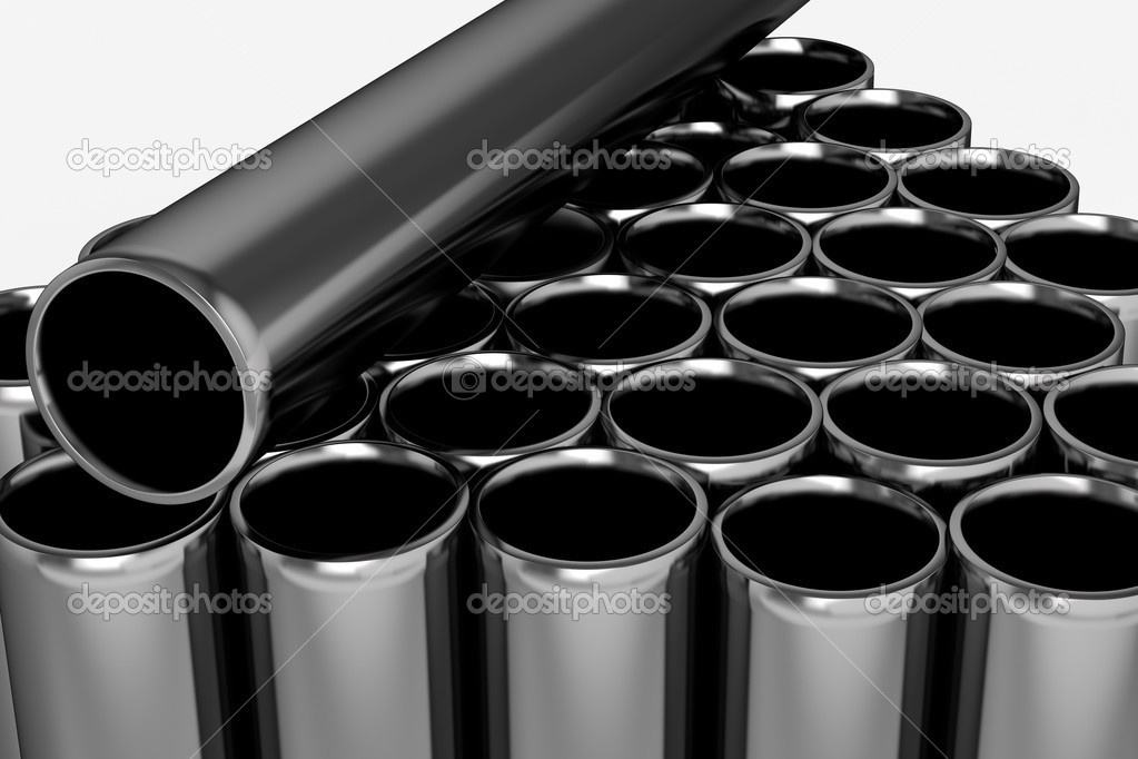 Metal tubes on whitre background