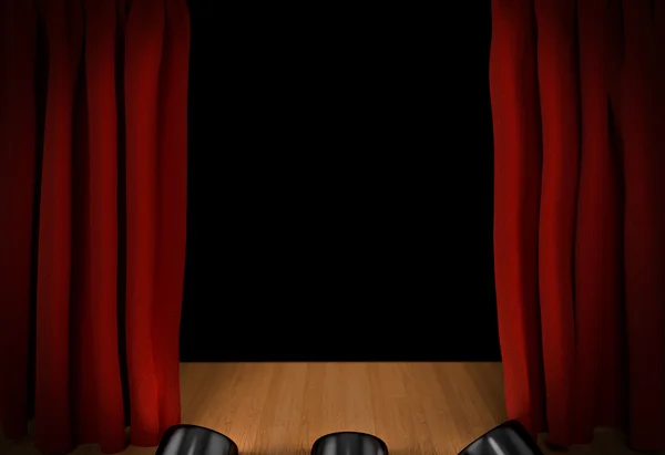 Kırmızı perdeleri Sahne Alanı'nda açık