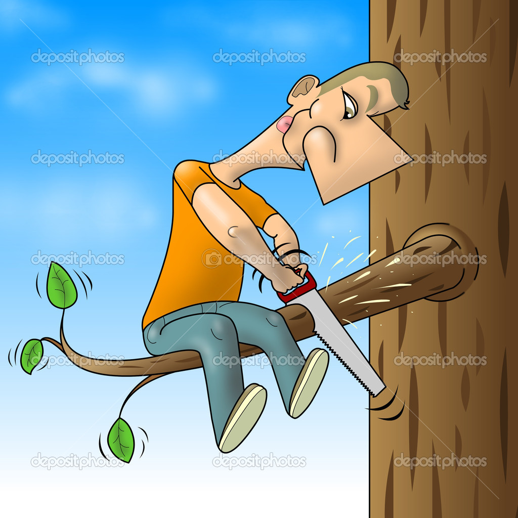 Man sawed branch