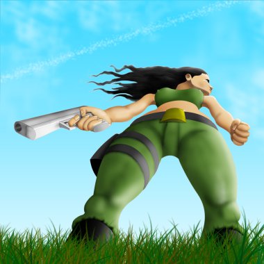 güzel bir kadın savaşçı alanı