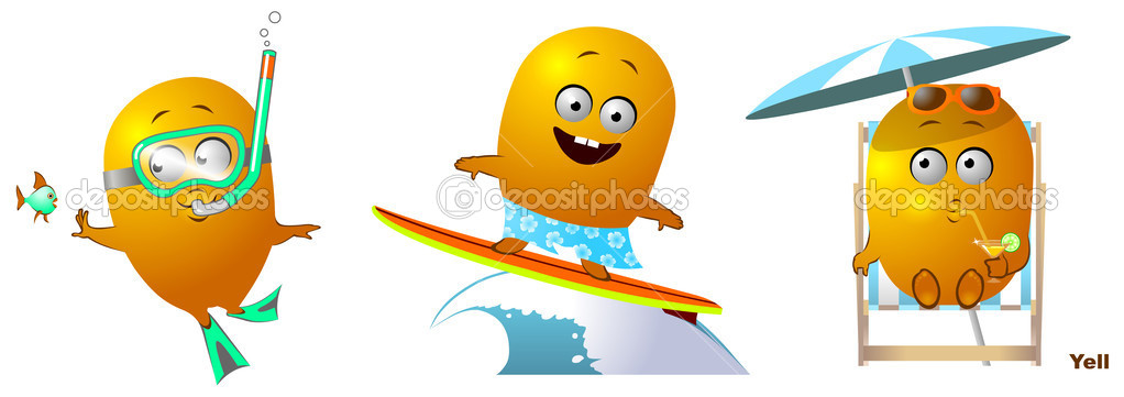 Funny character diver, surfer, tan