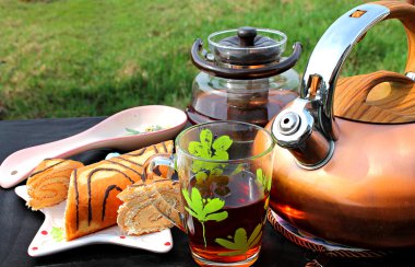 çay, tencere, çaydanlık, kek