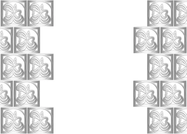 Ornamento Fatto Singoli Frammenti Modellati Figure Grigie Sfondo Bianco Astrazione — Foto Stock