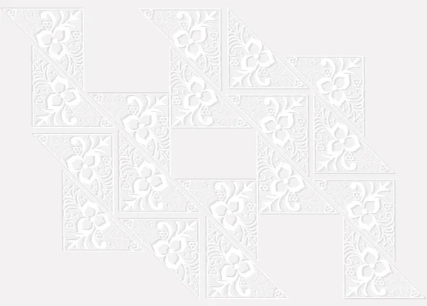 個々のパターンの断片で作られた装飾 灰色の背景の白い数字 抽象化 紙や布に印刷するためのリソース 装飾的な背景 — ストック写真