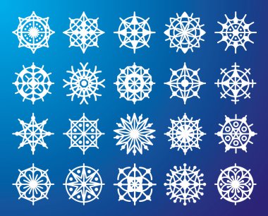 vektör beyaz kar tanesi kümesi