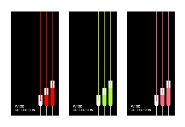 Drie labels voor rood, wit en roos wijn — Stockvector