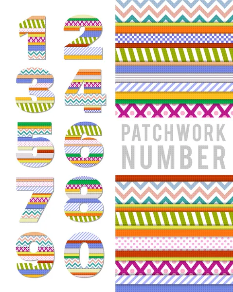 Vector numbers in patchwork style — Stock Vector