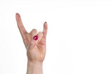 Rock roll, heavy metal, sign, horns on a black background, party hard.