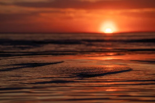 Красивый Закат Над Морем Красный Закат — стоковое фото
