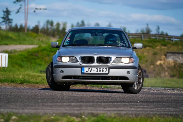 Riga Latvia16 2021 Drift Bmw Driver Drifting Road — Stock Fotó