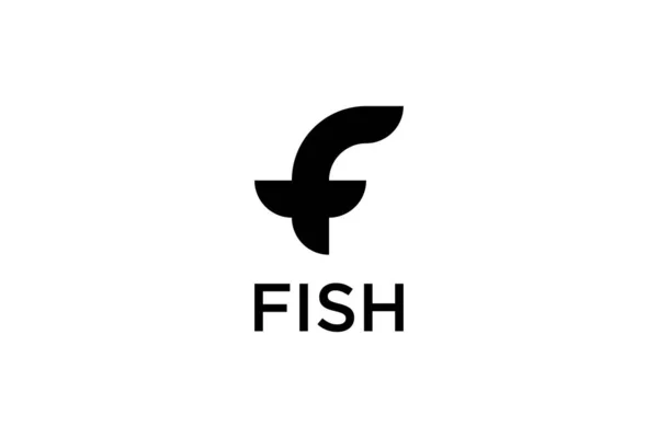 Siyah Basit Balık Logosu — Stok Vektör