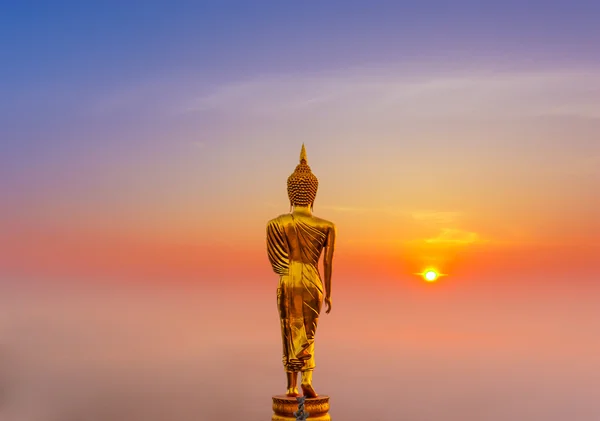 Golden Buddha statue in Wat Phra That Khao Noi, Nan Province, Thailand — Stock Photo, Image