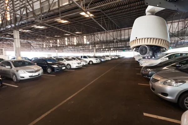 CCTV Camera Operating in garage or car park — Stock Photo, Image